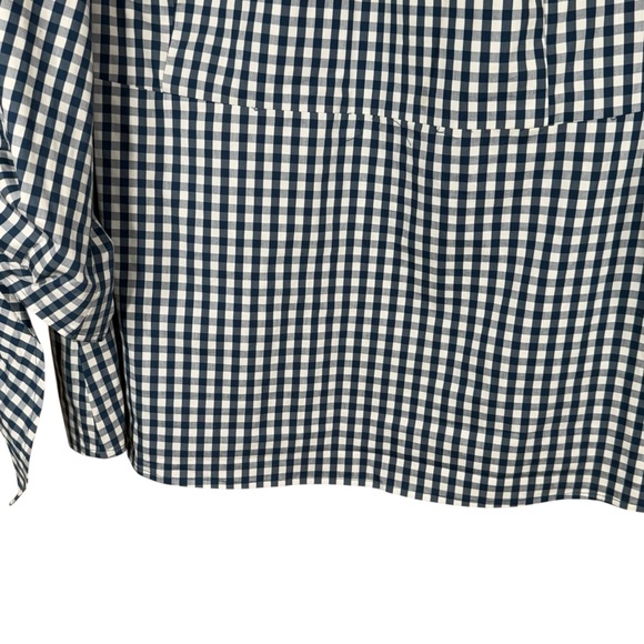 Universal Standard For J Crew Blue&White Gingham Poplin Tie Sleeve Blouse Sz 2X - Picture 8 of 15